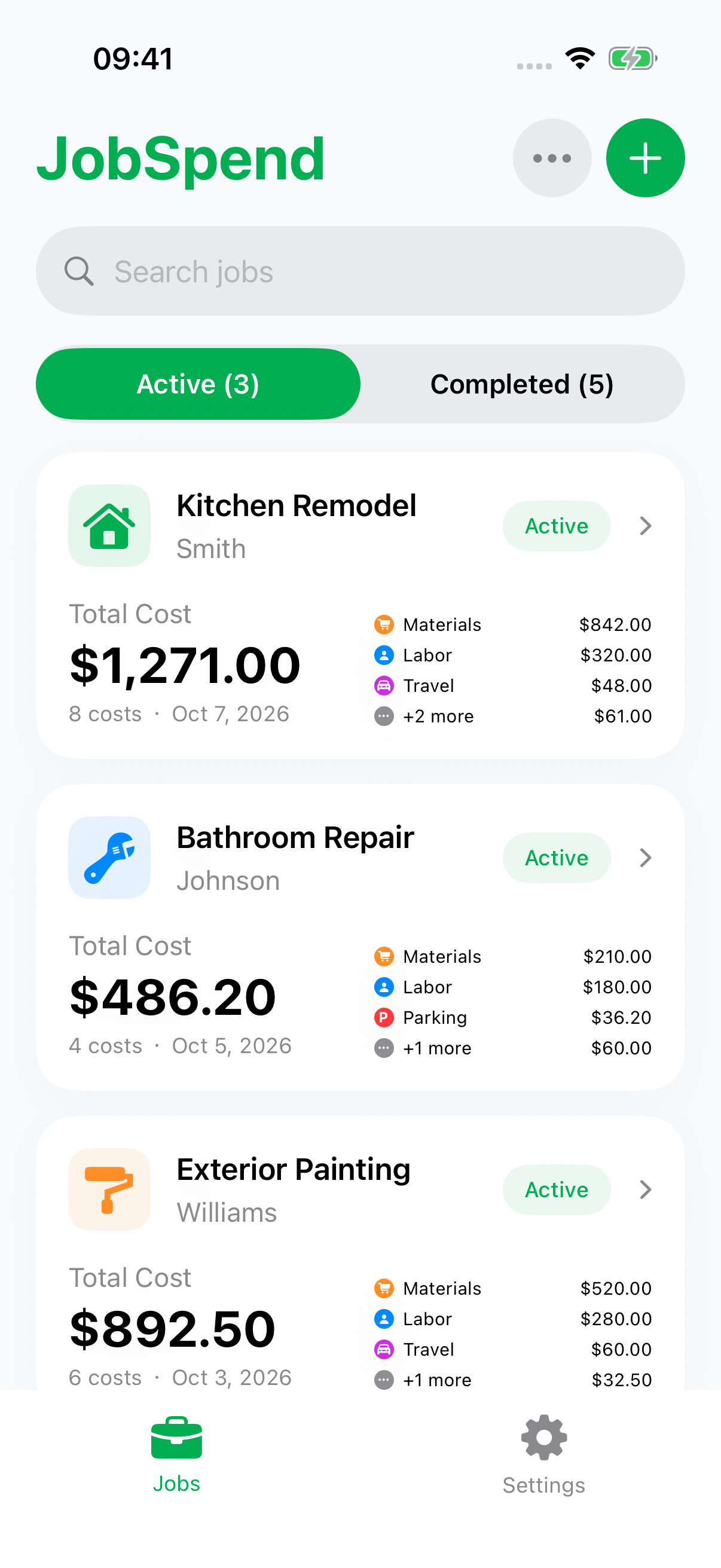 JobSpend iPhone Screenshot
